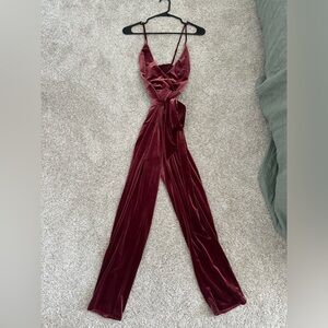 Express red velvet jumpsuit!